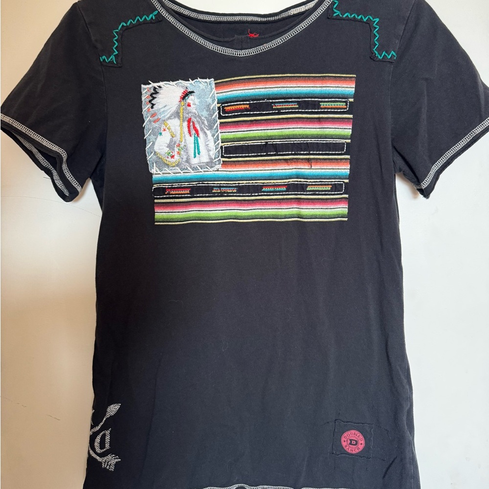 Double D Ranch Embroidered Flag Tee Size S
